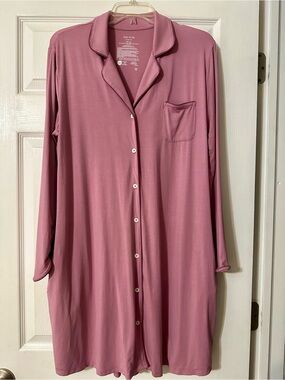 State of Day - Women’s Long Button-Front Nightshirt - Dusty Rose